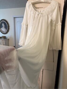 Sheer White Women's Nightgown - Lightweight Long Sleeve